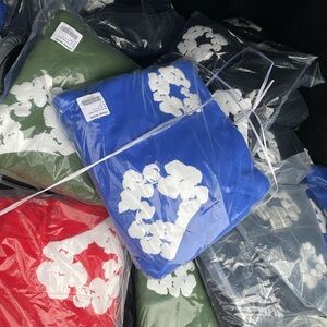 Men's Blue Jacket with White Floral Design